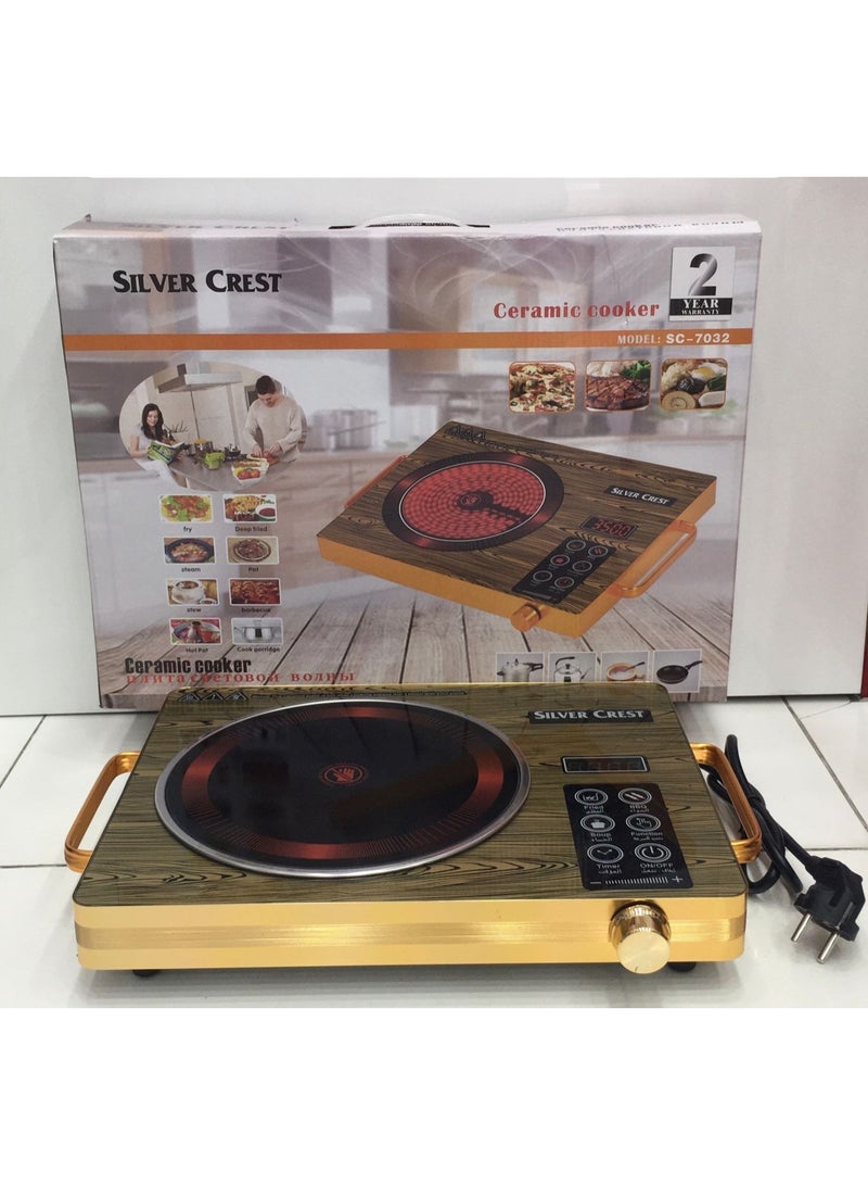 Silver crest 3500W Portable Infrared Electric Stove with Digital Timer, LED Touch Screen, Anti-Scald Handle Design (Gold) - Image 4