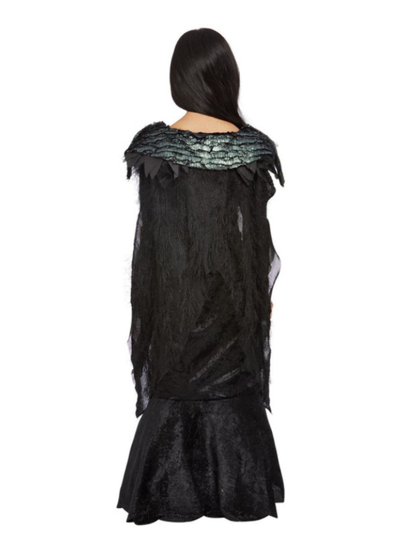 Smiffys - Fancy Dress Deluxe Raven Princess Costume Black Dress Cape And Headdress Child Girl Size M - Image 1