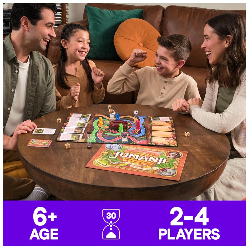 Spin Master Games, Jumanji 30th Anniversary Edition, The Classic Thrilling Adventure Family Board Game Based on The Action-Comedy Movie, Updated Jungle Challenges, 2-4 Players, for Ages 6 & Up - Image 2