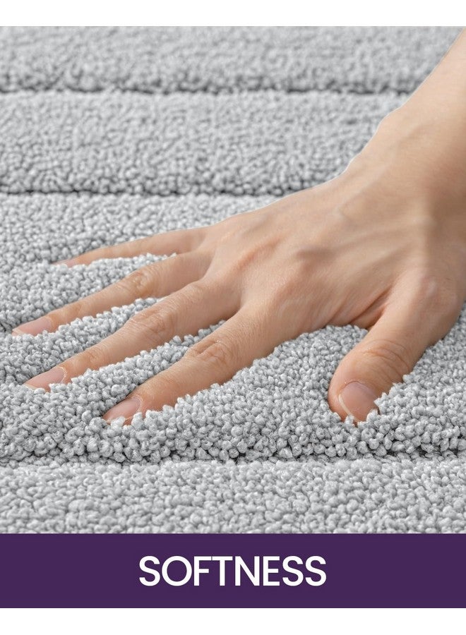 DEXI Bathroom Rug 36x24, Non Slip Washable Bath Mat for Shower Floor, Absorbent Soft Bathmat with Rubber Backing, Quick Dry Microfiber Carpet, Light Grey - Image 3