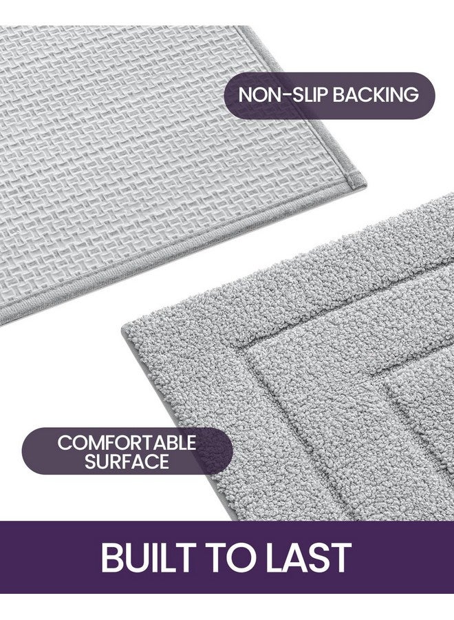 DEXI Bathroom Rug 36x24, Non Slip Washable Bath Mat for Shower Floor, Absorbent Soft Bathmat with Rubber Backing, Quick Dry Microfiber Carpet, Light Grey - Image 5