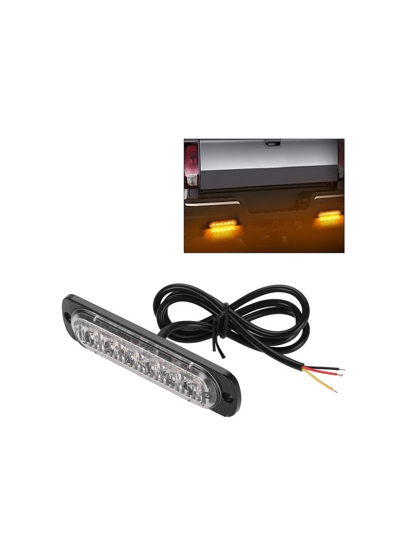 Loquat 4Pcs 1224V Car 6 LED Flash Strobe Emergency Warning Light Grille Flashing Lightbar(Yellow) - Image 3