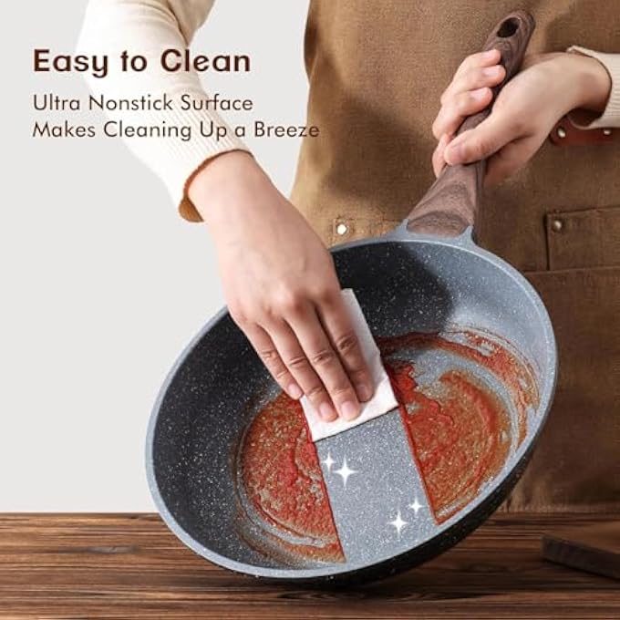 Unity Nonstick Frying Pan Skillet With Swiss Granite Coating  24Cm Stone Cookware For Healthy Cooking Omelettes  ChefS Dishes  Pfoa Free Durable  Easy To Clean - Image 3