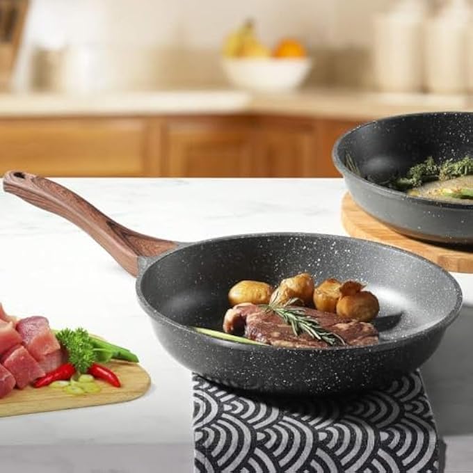 Unity Nonstick Frying Pan Skillet With Swiss Granite Coating  24Cm Stone Cookware For Healthy Cooking Omelettes  ChefS Dishes  Pfoa Free Durable  Easy To Clean - Image 5