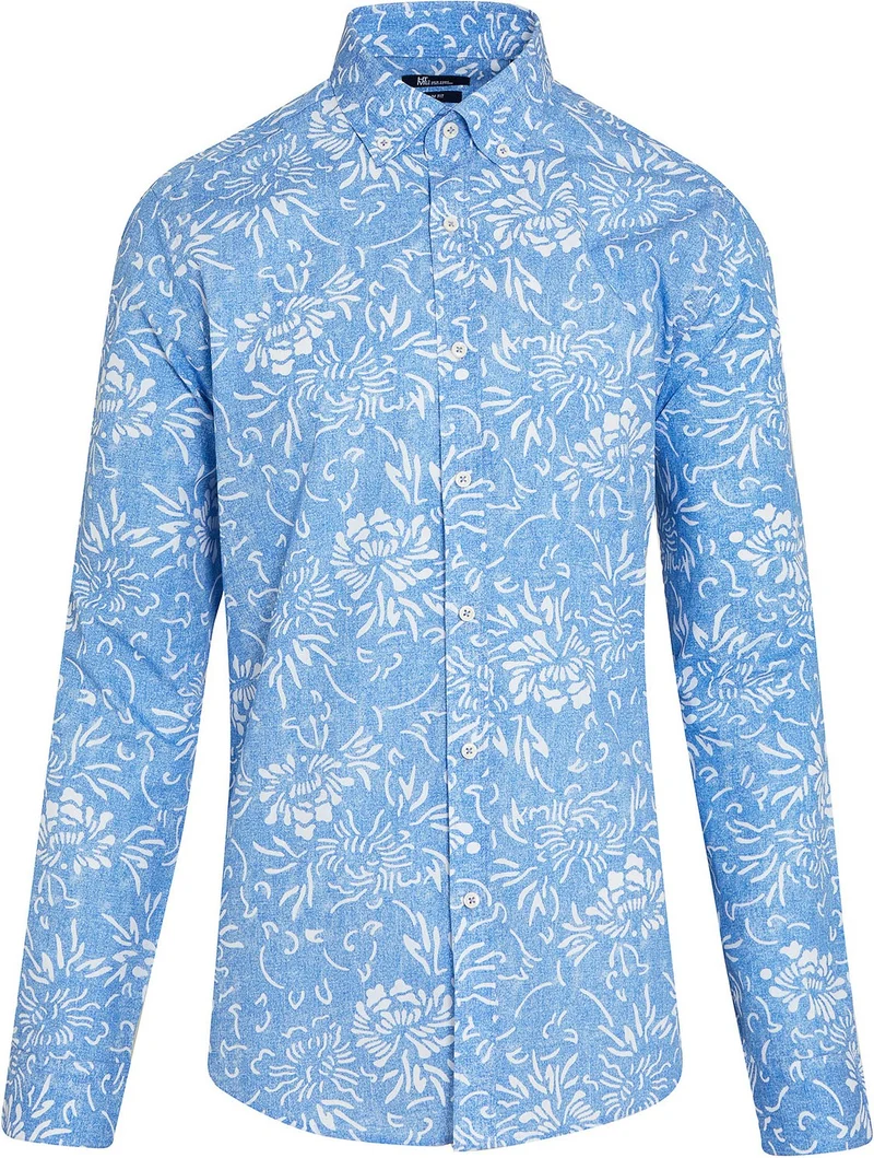 هاتيموغلو Men's Blue Printed Slim Fit Sports Shirt