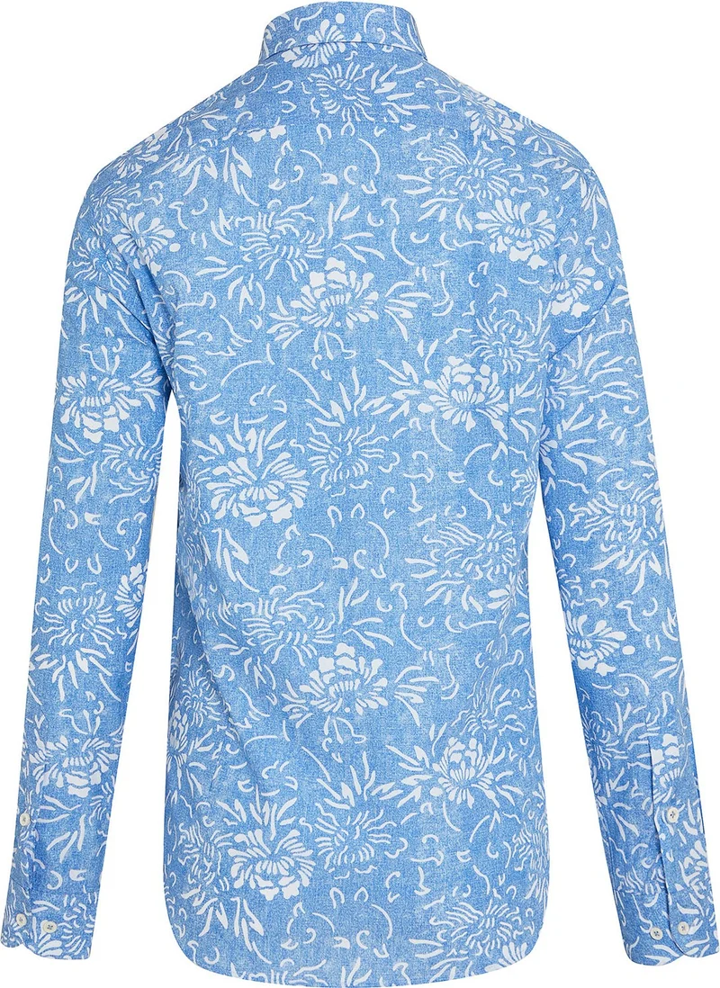 هاتيموغلو Men's Blue Printed Slim Fit Sports Shirt