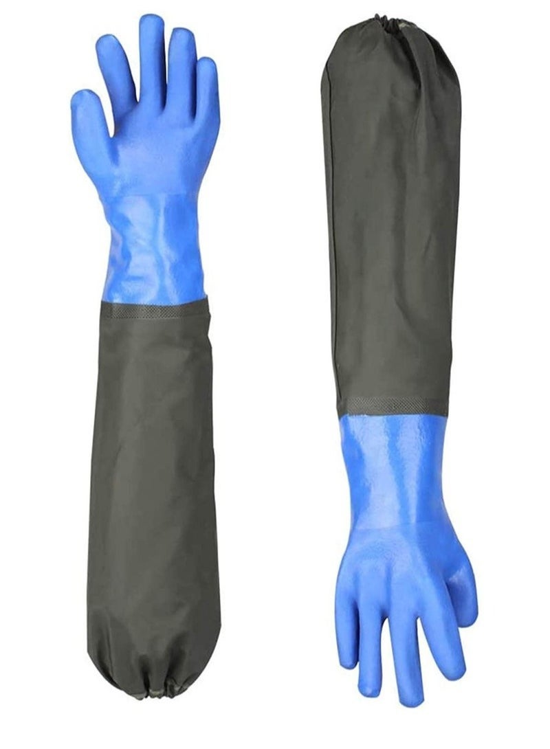 Plastic Gloves Pond Cleaning Gloves Drainage Gloves Full Arm Gloves Elastic Band PU Gloves Wear-Resistant Waterproof - Image 1