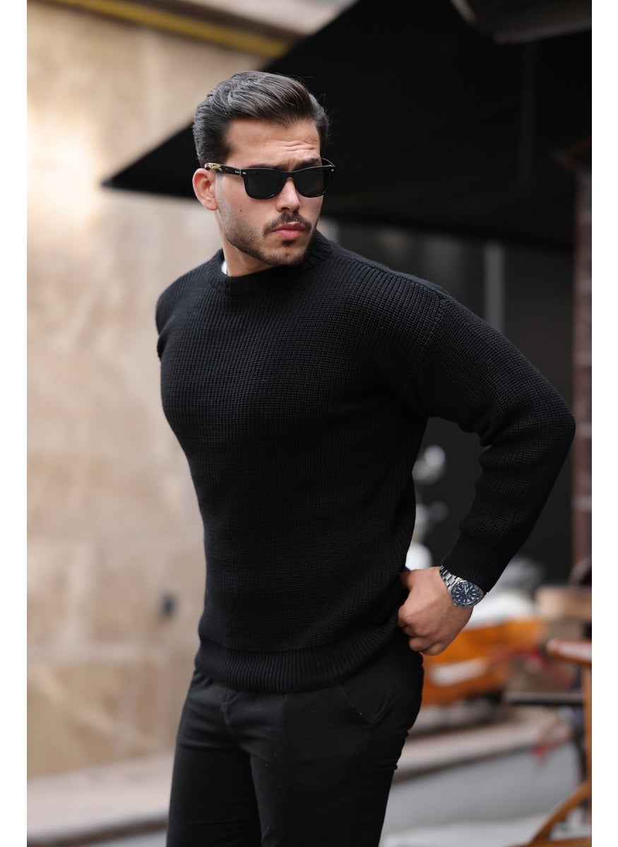 Oversize Selanik Knitted Crew Neck Men's Knitwear Sweater - Black - pzsku/Z88AE4C2B0A03EAC7023CZ/45/_/1741192079/9c26dd08-41f5-45d4-be77-dd6a24e7e11e