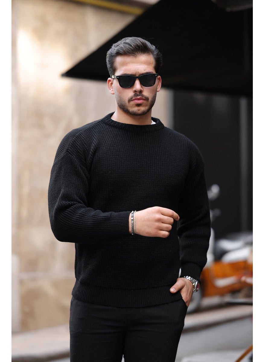 Oversize Selanik Knitted Crew Neck Men's Knitwear Sweater - Black - pzsku/Z88AE4C2B0A03EAC7023CZ/45/_/1741192083/e9d37f97-48ba-42a9-9d02-7d8a7d705891