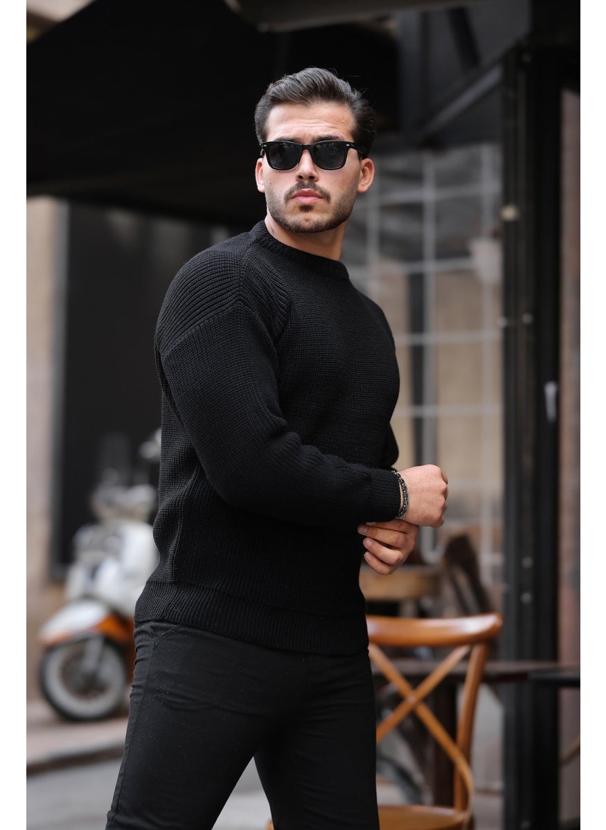 Oversize Selanik Knitted Crew Neck Men's Knitwear Sweater - Black - pzsku/Z88AE4C2B0A03EAC7023CZ/45/_/1741192087/2e6ce86a-ee0a-456a-9263-2d21c2faa9b5