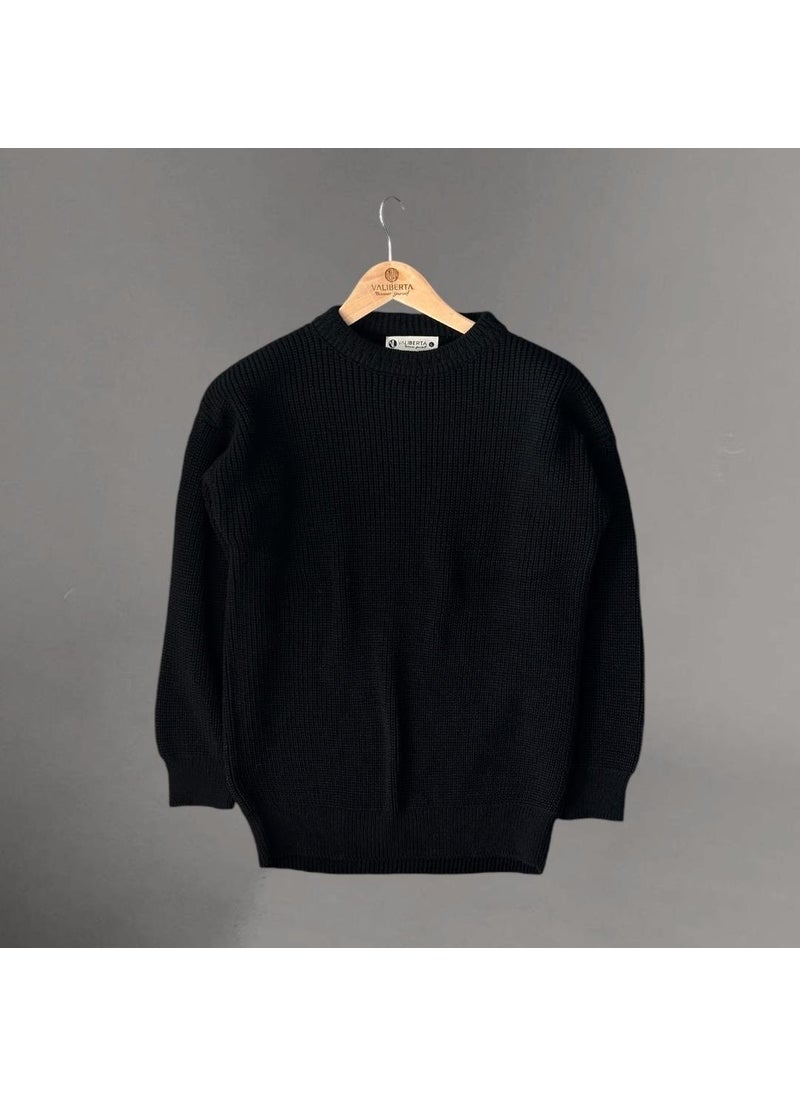 Oversize Selanik Knitted Crew Neck Men's Knitwear Sweater - Black - pzsku/Z88AE4C2B0A03EAC7023CZ/45/_/1741192093/5d9b940c-1853-4ebf-8236-2bbc3588b06c