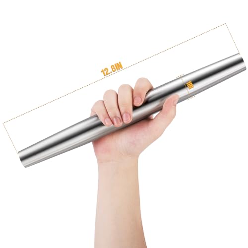AMUZHI Smooth Stainless Steel Rolling Pin for Baking Fondant, Pizza, Pie, Pastry, Pasta, Dough, Cookies (12.8in) - Image 2