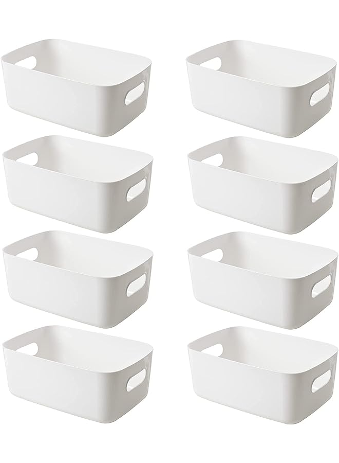 Zaboon Storage Bin Durable Storage Basket Cabinet Organizer Toy Baskets Food Storage Containers For Organizing Storage Basket Organizer With Handles Pack Of 8 (White) - Image 1