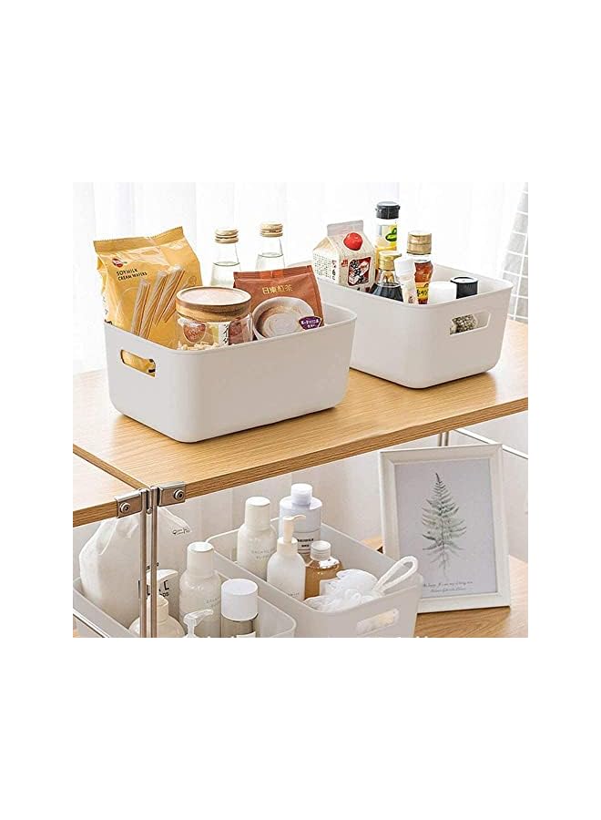 Zaboon Storage Bin Durable Storage Basket Cabinet Organizer Toy Baskets Food Storage Containers For Organizing Storage Basket Organizer With Handles Pack Of 8 (White) - Image 3