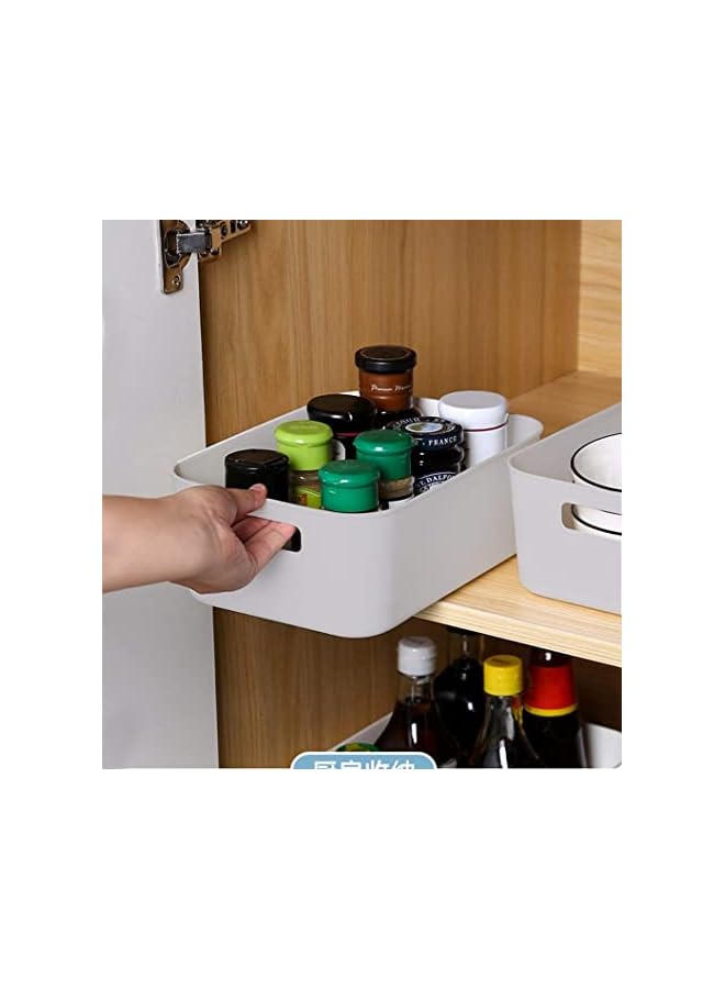 Zaboon Storage Bin Durable Storage Basket Cabinet Organizer Toy Baskets Food Storage Containers For Organizing Storage Basket Organizer With Handles Pack Of 8 (White) - Image 4