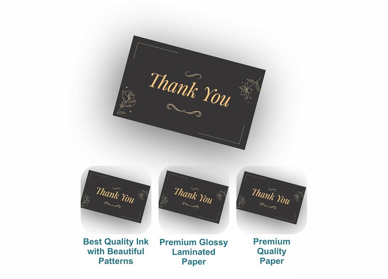 Bleus Thank You Card (Pack of 50), Size- 3.5x2 inch, One Side Blank for Notes, Elegant Greeting Cards for Gifting, Notes & Occasions, Whishing, (Floral 7) - Image 4