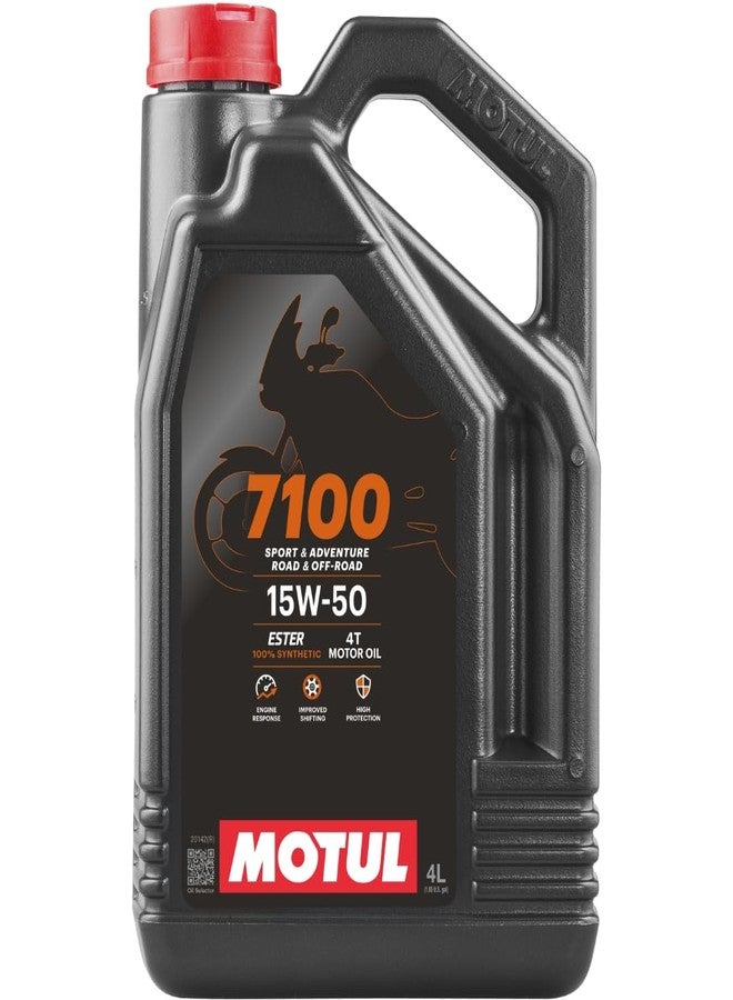 Motul 7100 4T Engine Lubricant Oil for Motorcycles, 4 Liters - 15W50 - Image 1