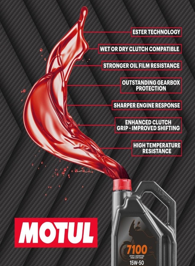Motul 7100 4T Engine Lubricant Oil for Motorcycles, 4 Liters - 15W50 - Image 3