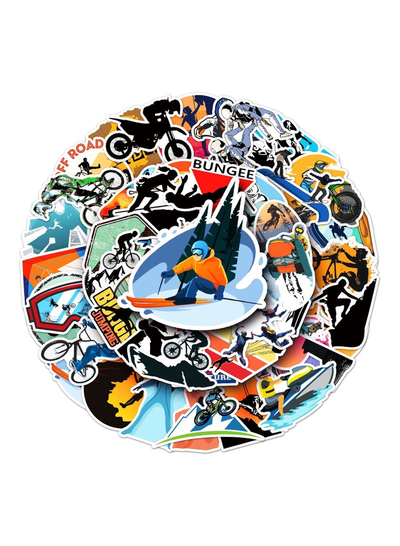Extreme Sports Stickers 50 PCS Adventure time Stickers Outdoor Mountain Bike Travel stickers for Water Bottle Helmet Laptop Car Luggage Bicycle Motorcycle Computer Skateboard Decals - Image 1