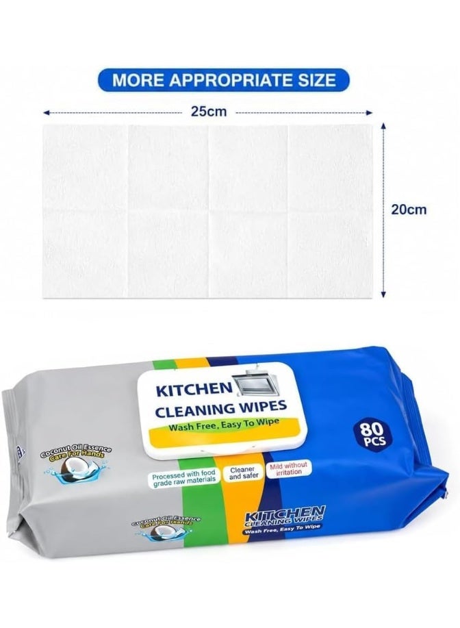 MOMENT Kitchen Cleaning Wet Wipes, 160 Count (2 Packs of 80), Multipurpose Degreasing Wipes for Grease & Oil Removal on Countertops, Stovetops, Sinks & Kitchen Appliances | Original Scent - Image 2