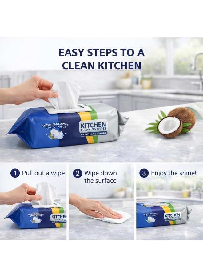 MOMENT Kitchen Cleaning Wet Wipes, 160 Count (2 Packs of 80), Multipurpose Degreasing Wipes for Grease & Oil Removal on Countertops, Stovetops, Sinks & Kitchen Appliances | Original Scent - Image 3