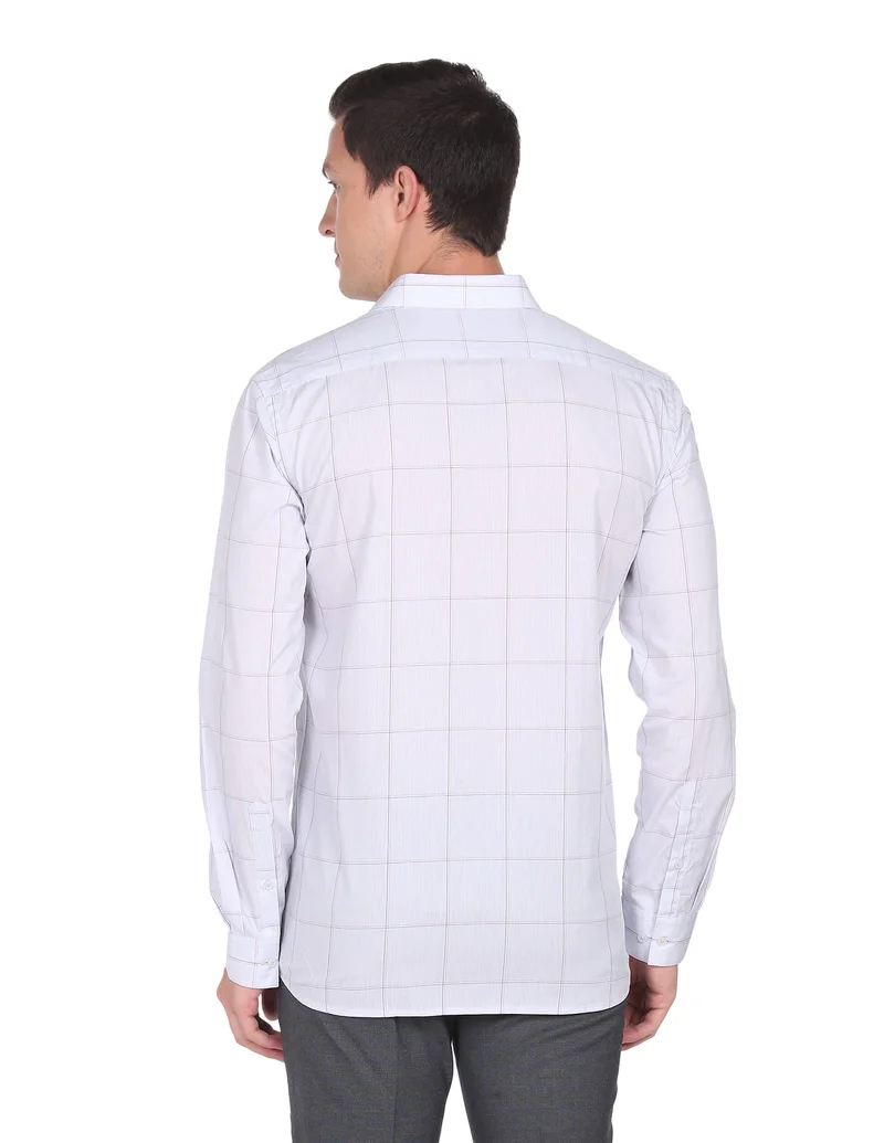 Arrow Light Grey Outline Check Pure Cotton Shirt for Men | Best Price UAE
