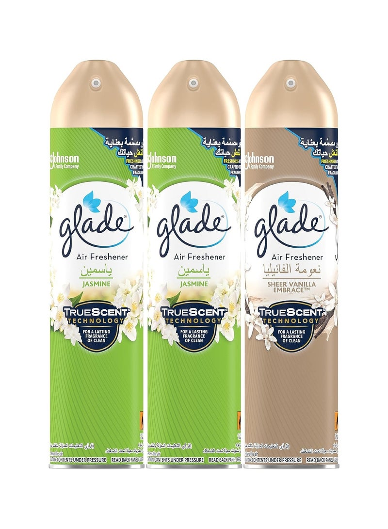 جليد بخاخ معطر جو برائحة الفانيليا 300 مل مع معطر جو بالياسمين 300 مل × 2