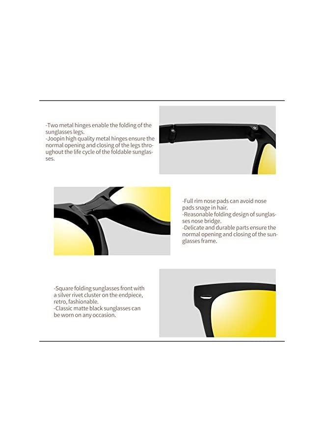 بروماس نظارات شمسية قابلة للطي للرجال والنساء، حماية من الأشعة فوق البنفسجية 400، سهلة الحمل، نظارات شمسية قابلة للطي للقيادة والسفر - Image 4