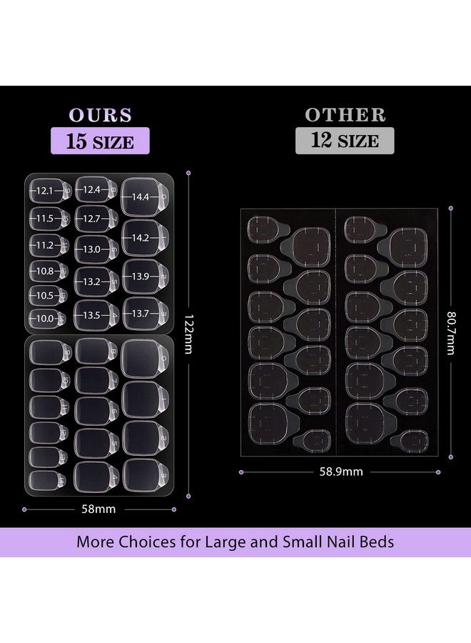 بي تي آرت بوكس ملصقات أظافر لاصقة للأظافر الصناعية - BTArtbox 20 ورقة 15 مقاسًا ملصقات أظافر رقيقة للغاية ومقاومة للماء للأظافر الصناعية، 600 قطعة من ملصقات الأظافر اللاصقة ذات الوجهين من الجلي للأظافر الصناعية - Image 3