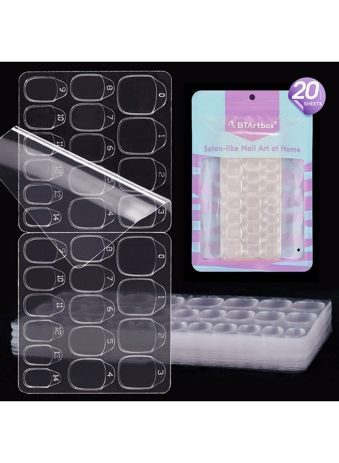 بي تي آرت بوكس ملصقات أظافر لاصقة للأظافر الصناعية - BTArtbox 20 ورقة 15 مقاسًا ملصقات أظافر رقيقة للغاية ومقاومة للماء للأظافر الصناعية، 600 قطعة من ملصقات الأظافر اللاصقة ذات الوجهين من الجلي للأظافر الصناعية - Image 1
