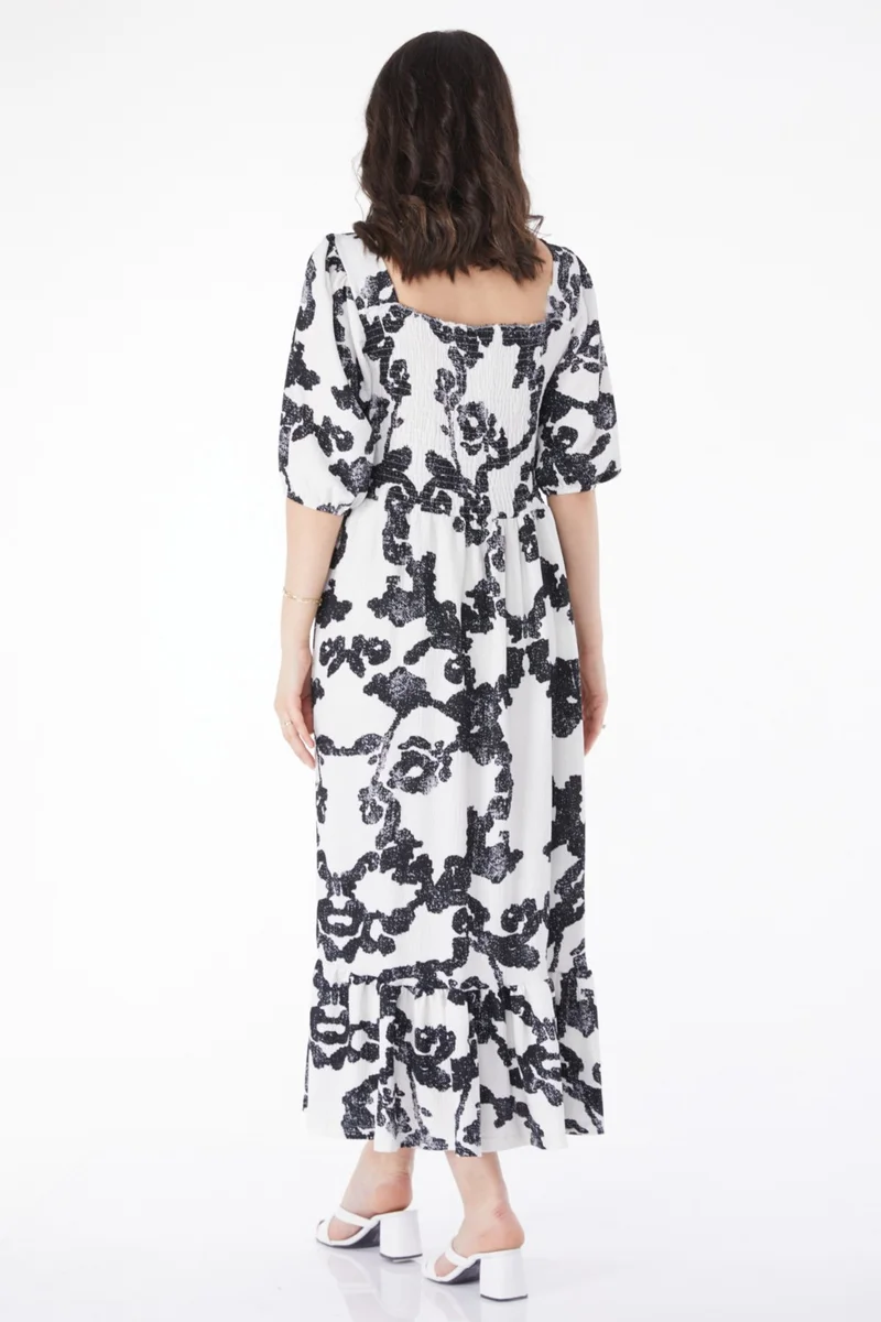 Tofisa Plain Mid Women Black Patterned Midi Dress - 25241