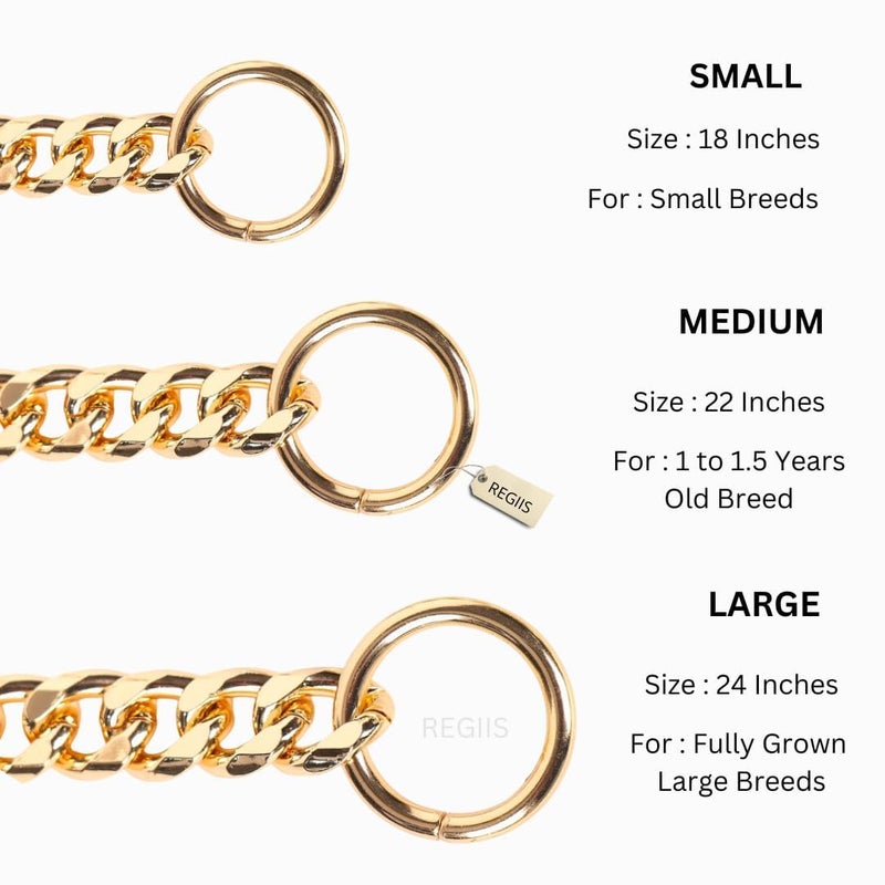 REGIIS Premium Dog Chain Collar, Gold Plated with Diamond Cut Links, Anti-Tarnish Finish (Never Turns Black), Push Lock Closure (Large), 55 x 6 cm - Image 3