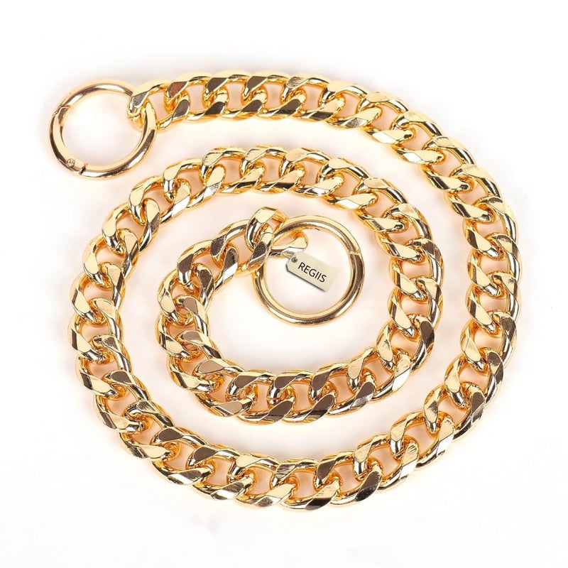 REGIIS Premium Dog Chain Collar, Gold Plated with Diamond Cut Links, Anti-Tarnish Finish (Never Turns Black), Push Lock Closure (Large), 55 x 6 cm - Image 4