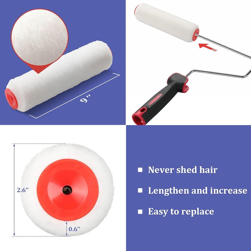 FLY HAWK Paint Roller,4 FT Brush kit Multi-Function Paint Roller kit with House Paint Roller Brush Stainless Steel Pole, New Splicing Rod, Mural Brush for Walls and Ceiling (White) (4 FT) - Image 3