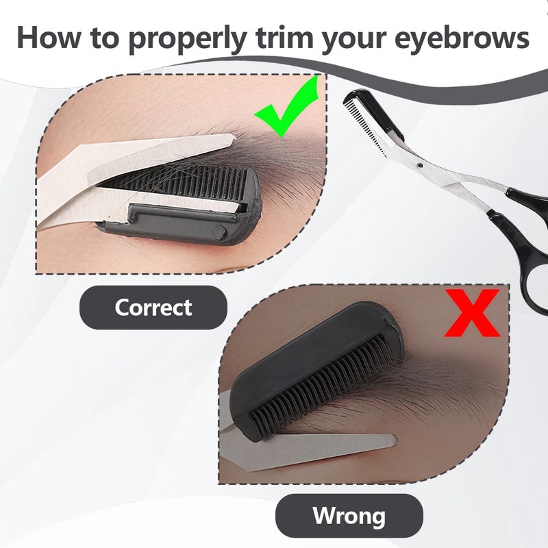 UPSTORE 1PCS Black Professional Stainless Steel Eyebrow Grooming Shear Scissors with Plastic Comb(Detachable) Eyebrow Eyelash Hair Removal Shaper Shaping Tool Makeup Beauty Accessories for Men and Women - Image 4