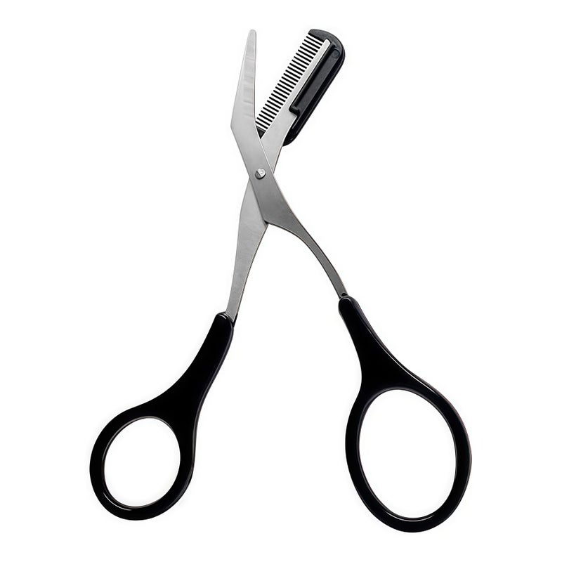 UPSTORE 1PCS Black Professional Stainless Steel Eyebrow Grooming Shear Scissors with Plastic Comb(Detachable) Eyebrow Eyelash Hair Removal Shaper Shaping Tool Makeup Beauty Accessories for Men and Women - Image 1