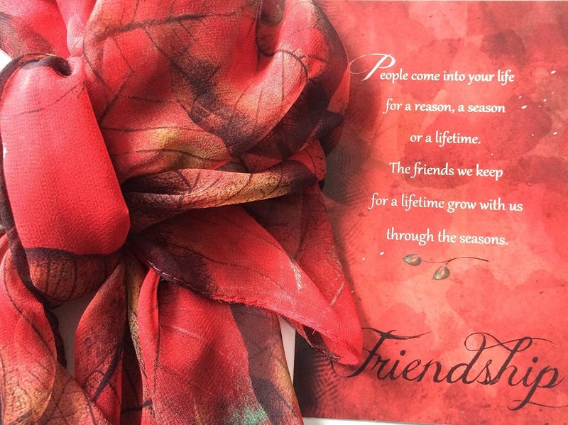 Smiling Wisdom - Red Leaf Scarf Friendship Gift Set - Reason Season Lifetime Friendship Greeting Card - Leaves Scarf, Shawl, Wrap, Sarong Gift Set - For Her, Awesome Best Friend - Image 3