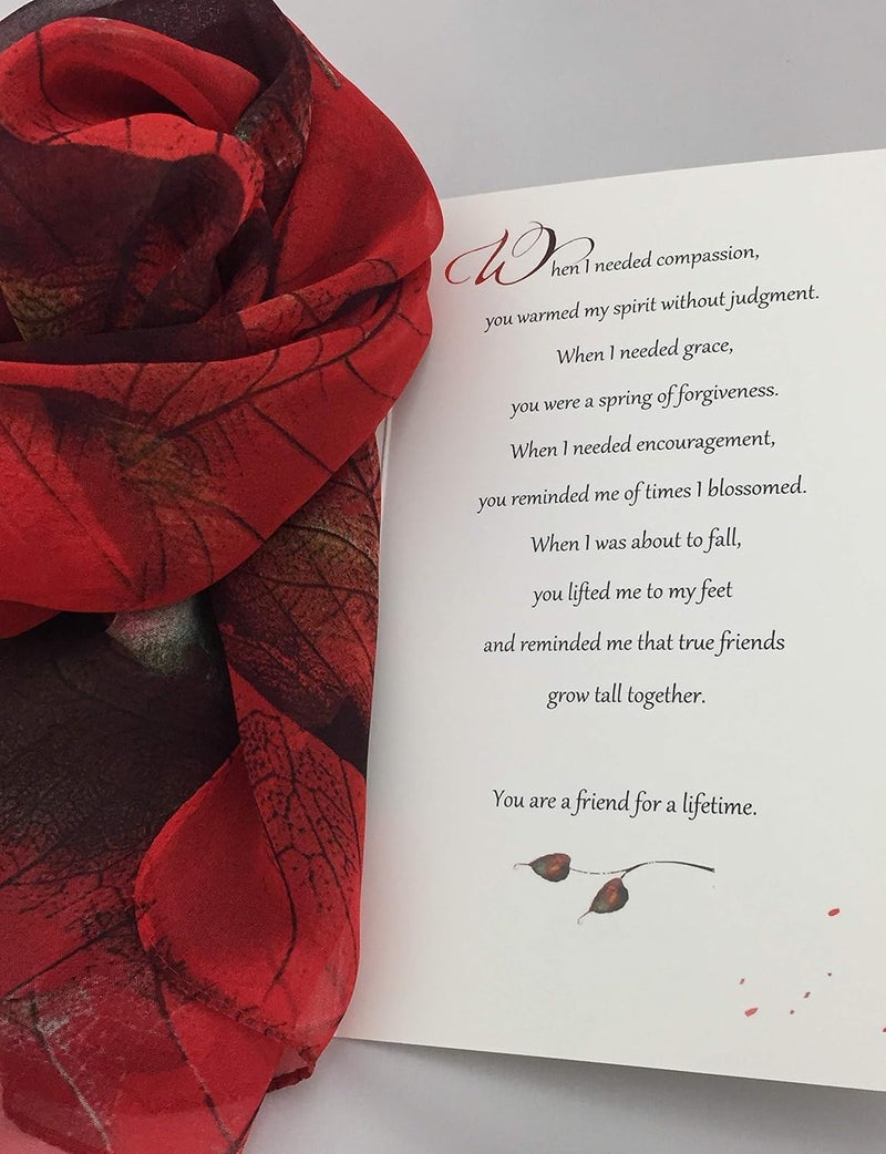 Smiling Wisdom - Red Leaf Scarf Friendship Gift Set - Reason Season Lifetime Friendship Greeting Card - Leaves Scarf, Shawl, Wrap, Sarong Gift Set - For Her, Awesome Best Friend - Image 5