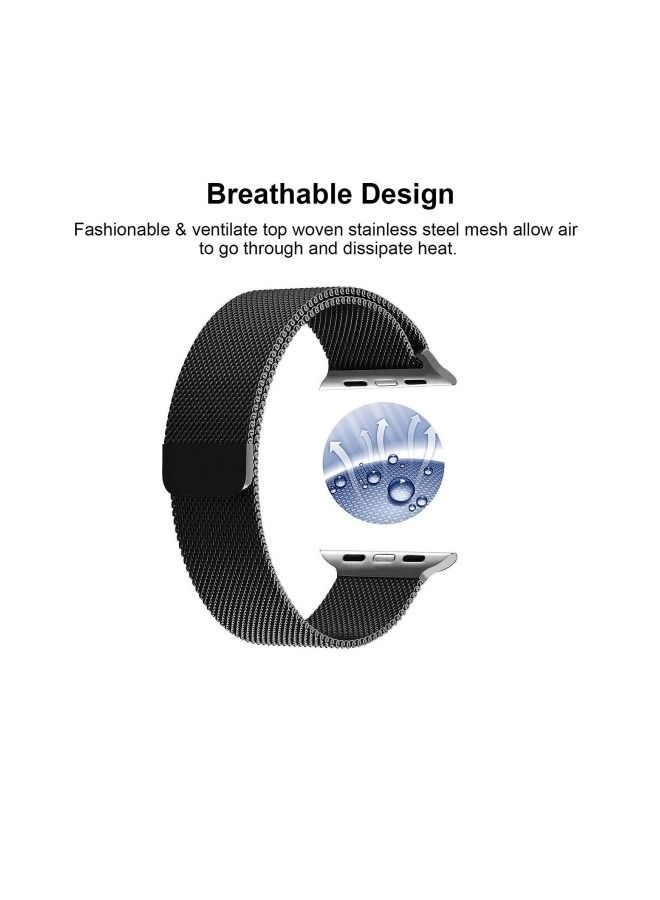 Replacement Band For Apple Watch Series 5/6/7 42mm/44mm 45mm Black - Image 3