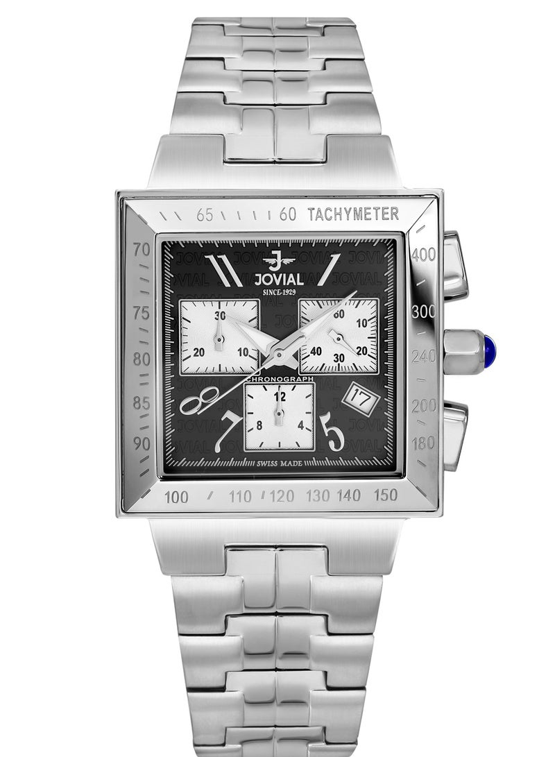 Jovial Men's Fashion metal band watch, 37mm, Black - Image 1