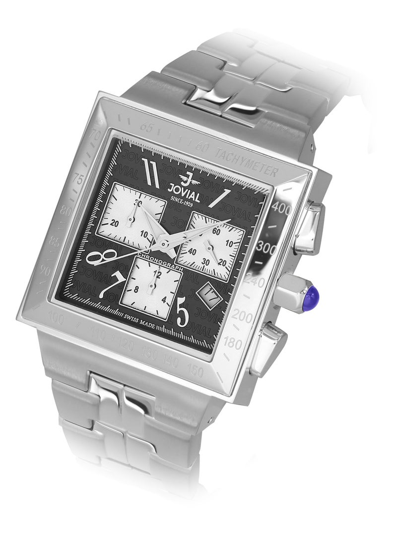 Jovial Men's Fashion metal band watch, 37mm, Black - Image 2