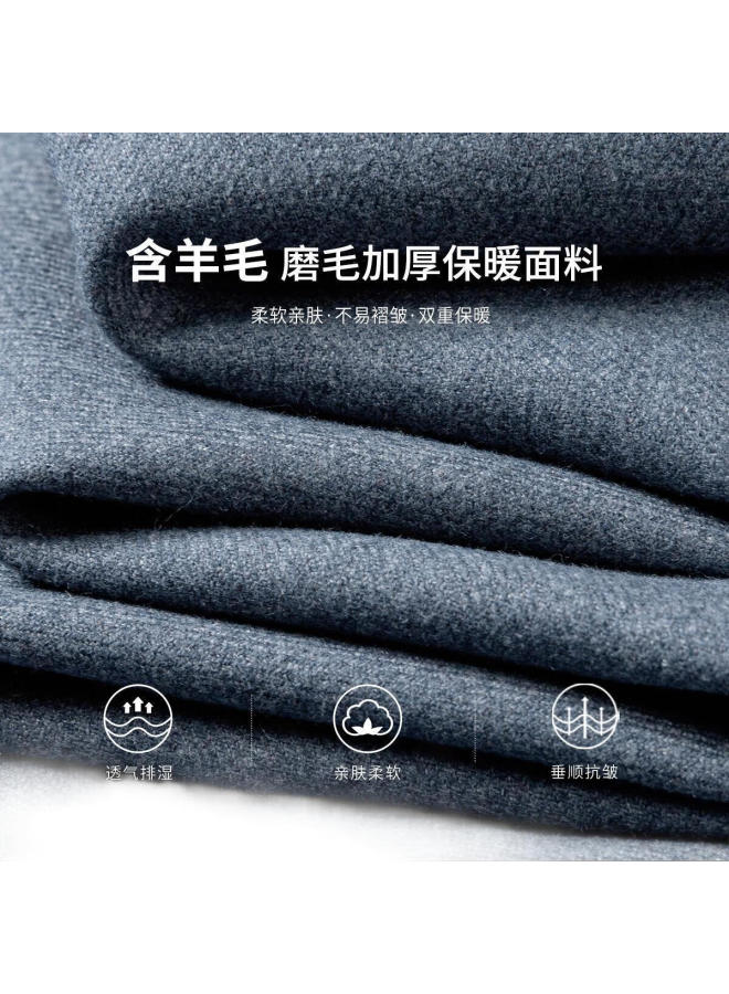 FIRS Long-Sleeve Shirt With Wool, Brushed For Warmth, Business Casual, Autumn And Winter Thickened Undershirt - Image 1