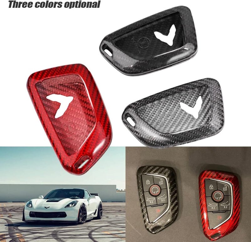 PACEWALKER Carbon Fiber Key Fob Case Cover for Chevrolet Corvette C8 (2020-2022) - Black - Image 5