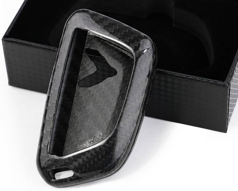 PACEWALKER Carbon Fiber Key Fob Case Cover for Chevrolet Corvette C8 (2020-2022) - Black - Image 1