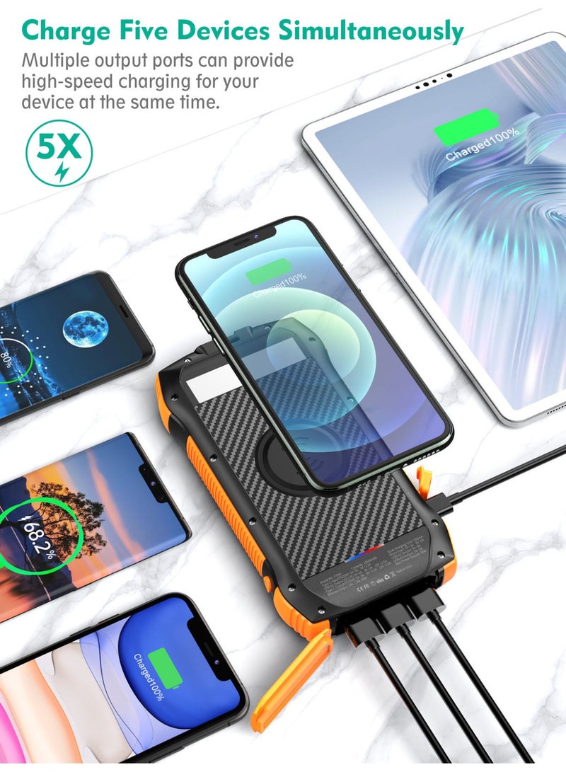 Portable 20000mAh Solar Power Bank, Waterproof and Rugged, Dual USB Solar Charger Solar Power Bank with LED light - Image 3