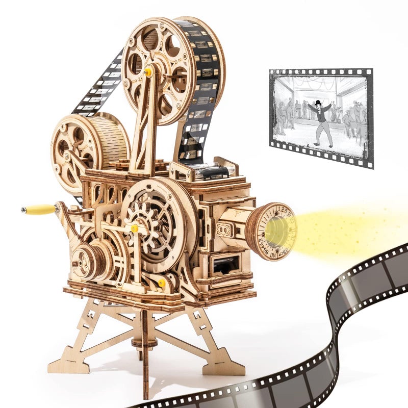 ROKR 3D Wooden Puzzles for Adults 183pcs Mechanical Model Building Kit Wooden Craft Movie Projector Gift for Adults Teens 14 Vitascope - Image 4