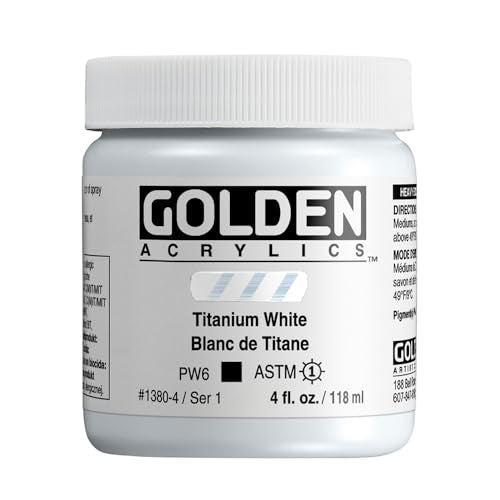GOLDEN Heavy Body Acrylics Titanium White 4 fl oz Jar Professional Acrylic Paint Opaque