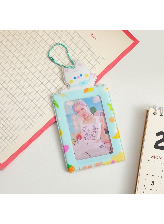 NIBEMINENT 1 - Piece Cartoon Cat Kpop Photo Card Holder Pendant Key Chain ID Badge Holder ID Card Holder Photo Card Protector for School ID Office ID Access Card for Women Girls - Image 1