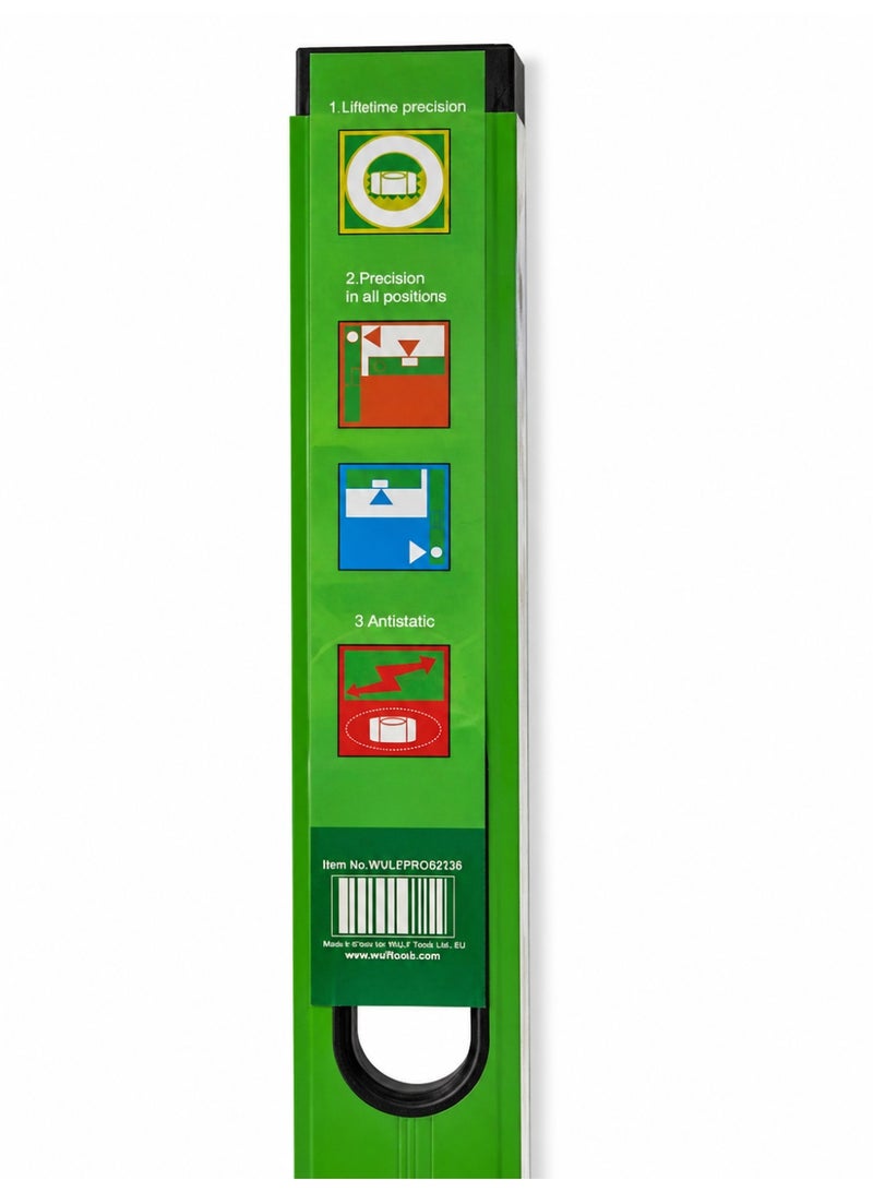 WULF 30 Inch Aluminum Level with Magnet, Heavy Duty Magnetic Spirit Level with Precision Bubble Vials for Construction, Carpentry, Framing, Installation & DIY Measuring Tasks - Image 2