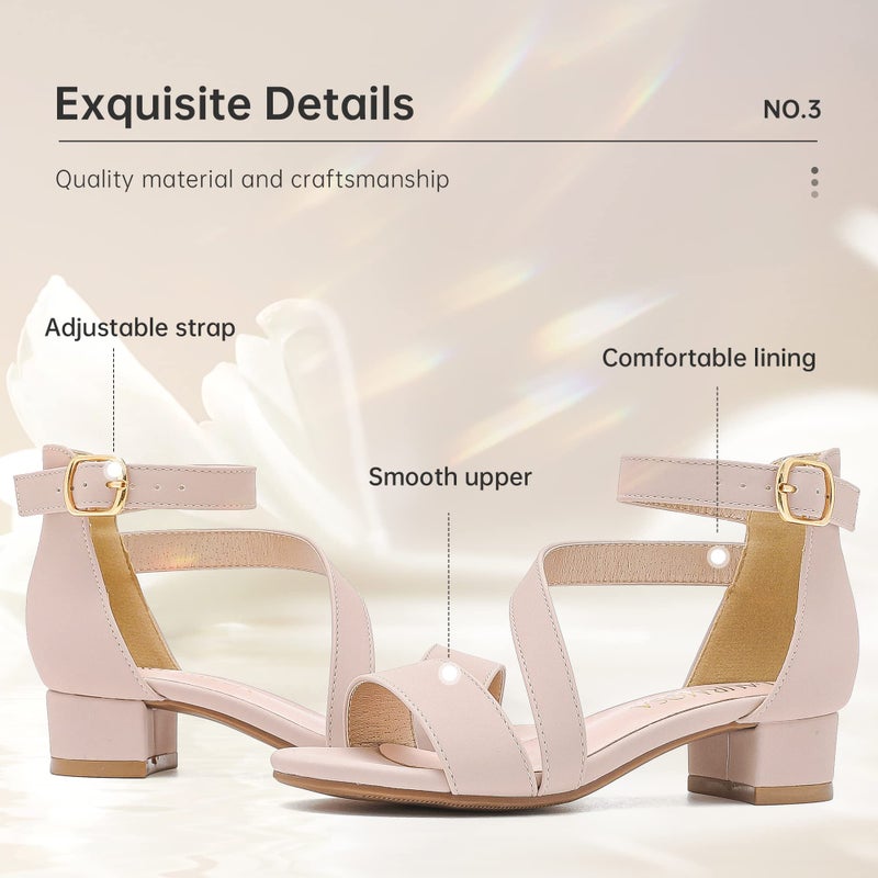 LAURMOSA Girls Nude Heels Tween Formal Dress Shoes Open Toe Kids High Heels Toddler Fancy Cute Sandals Size 3 Flower Girl Shoes for Wedding Party Kids Dress Sandals Pageant(L1006NuNude 3) - Image 5